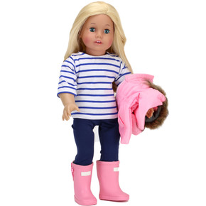 4 Pcs Baby Dolls Clothes Set, 18" Doll Pink Parka Jacket, Leggings