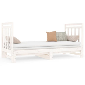 vidaXL Pull-out Day Bed White Solid Pine Wood Slatted Design Sofa Bed 90x190 cm