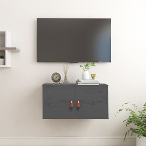 vidaXL Wall Cabinet Grey 60x30x30 cm Solid Wood Pine