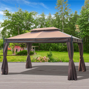 Outsunny 3x4m Metal Gazebo Marquee Patio Canopy Shelter with Sidewalls Pavilion - Outdoor Elegance and Shade