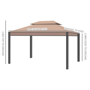 Outsunny 3x4m Metal Gazebo Marquee Patio Canopy Shelter with Sidewalls Pavilion - Outdoor Elegance and Shade