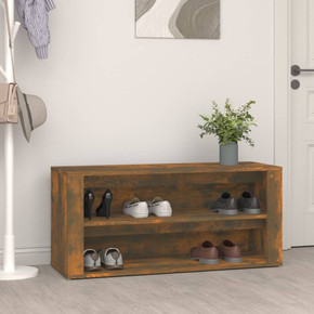 vidaXL Shoe Rack Smoked Oak 100x35x45 cm Engineered Wood