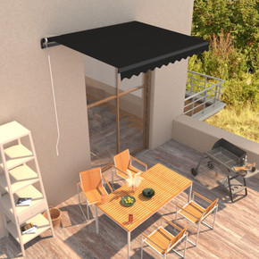 Manual Retractable Awning - 300x250cm to 600x350cm -anthracite,blue and white,cream,yellow and white,orange and brown