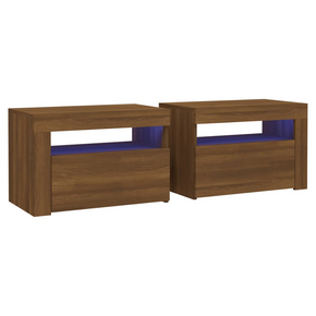 Bedside Cabinets 2 pcs with LEDs Brown Oak 60x35x40 cm