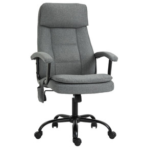 Vinsetto 2-Point Massage Office Chair in Grey Linen-Look Fabric with Adjustable Height