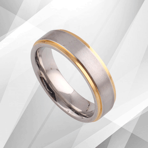 6mm Mens Gents Titanium Engagement Wedding Ring 18Ct Yellow & White Gold Over UK