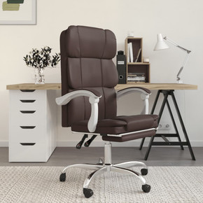 Reclining Office Chair Brown Faux Leather