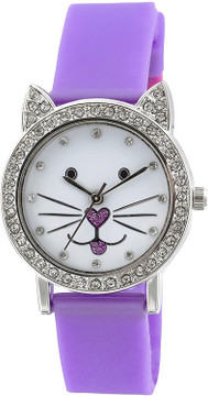 Tikkers Children White Dial Analogue Display Purple Silicone Strap Watch