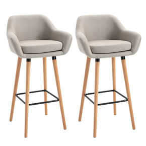 2 PCs Modern Upholstered Fabric Bucket Seat Bar Stools