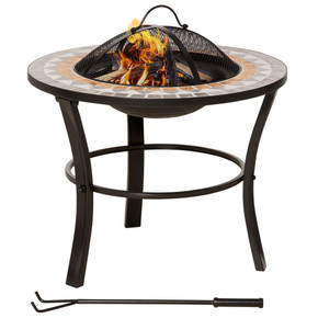 60cm Outdoor Fire Pit Table with Mosaic Outer