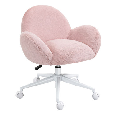Image: Pink HOMCOM Fluffy Leisure Chair with Adjustable Height and Armrests