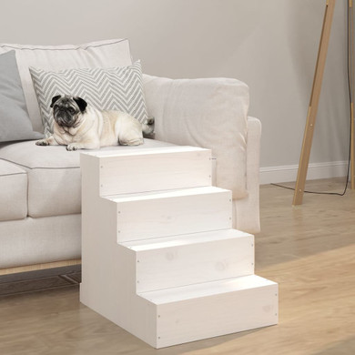 Pet Stair White 40x49x47 cm Solid Wood Pine