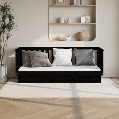 Day Bed Black 75x190 cm Solid Wood Pine