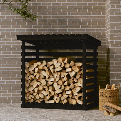 Firewood Rack Black 108x73x108 cm Solid Wood Pine