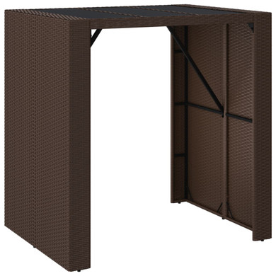 Bar Table with Glass Top Poly Rattan - Black, Brown or Grey - Various Sizes