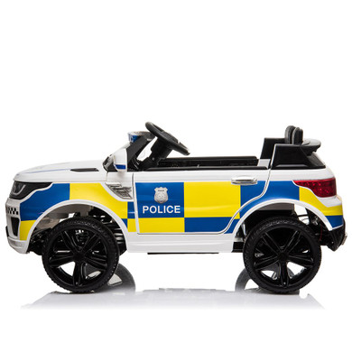 LEADZM Dual Drive 12V 7A.h Police Car with 2.4G Remote Control (White) - Rechargeable ride-on police car for children 3-8 years old