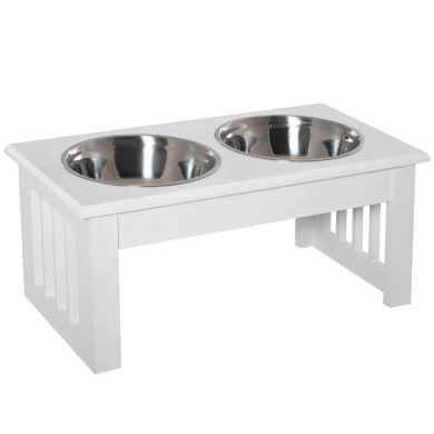 Pet Feeder Raised Elevated Stainless Steel Bowls Stand Food Water White Samll