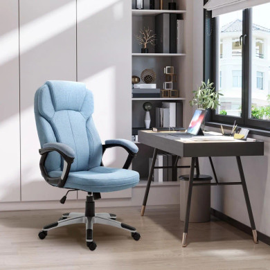High Back Home Office Chair Height Adjustable Computer Chair w/ Armrests, Blue