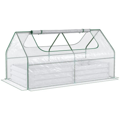 Steel Raised Garden Bed Planter Box Kit with Greenhouse, for Dual Use, Clear