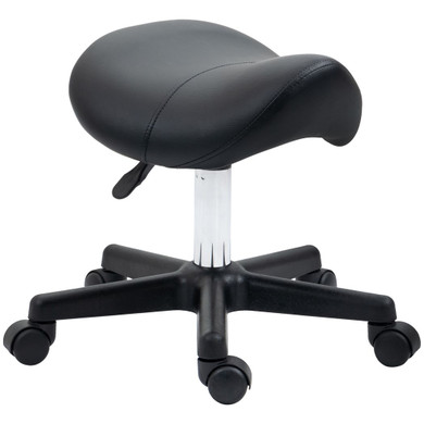 Saddle Stool PU Leather Adjustable Rolling Salon Chair Steel Frame for Massage