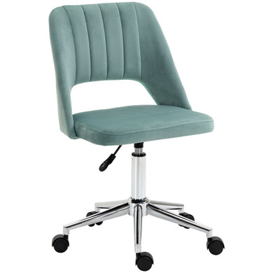 Swivel Office Chair Velvet Fabric Scallop Shape Computer Desk Chair Green