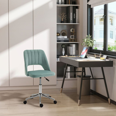 Swivel Office Chair Velvet Fabric Scallop Shape Computer Desk Chair Green
