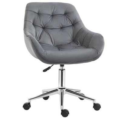 Velvet Home Office Chair Comfy Desk Chair w/ Adjustable Height Armrest Dark Grey