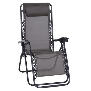 Metal Frame Zero Gravity Lounger w/ Head Pillow for Patio Decking  Outsunny