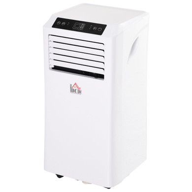 HOMCOM 1080W Mobile Air Conditioner in White with Remote Control, Compact Design, 24-Hour Timer, 2-Speed Modes, and LED Display - Ideal for Small Spaces