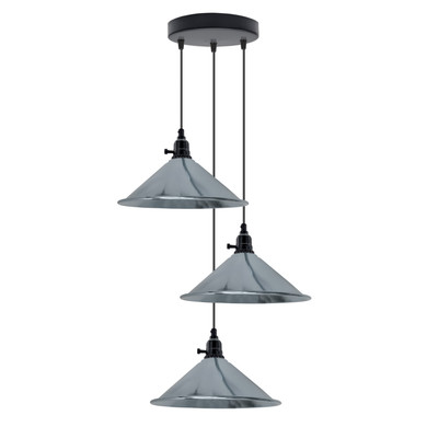 Industrial 3 Head Cluster Ceiling Pendant Light with Adjustable Cord -