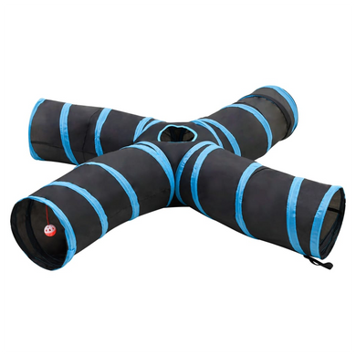 Cat Tunnel 4-way Black and Blue 25 cm Polyester