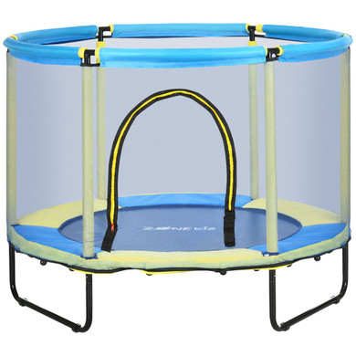 ZONEKIZ 4.6 FT Trampoline with Enclosure Net Bungee Gym, Blue