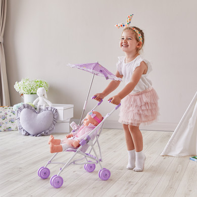 Olivia's Little World Baby Doll Stroller Pushchair & Parasol Purple