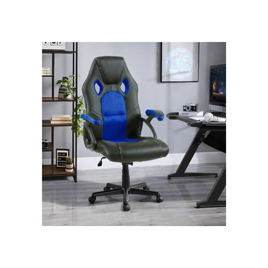 Neo Blue/Black Leather Mesh PC Gaming Office Chair