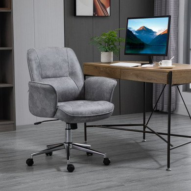 Swivel Computer Office Chair Mid Back Desk Chair for Home, Light Grey