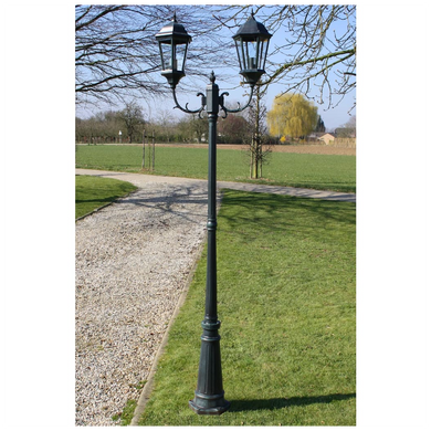 Garden Light Post 2-arms 230 cm Dark Green/Black Aluminium