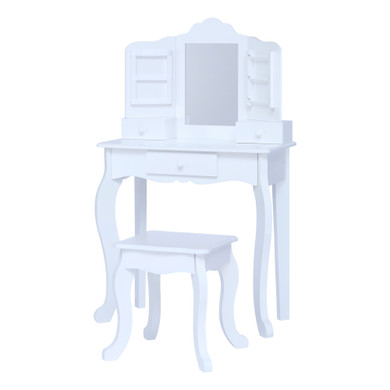 Fantasy Fields Kids Dressing Table Vanity Set, Mirror & Stool - White