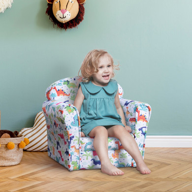 Children's Armchair Kids Sofa Tub Chair Seat Cartoon Flannel Wooden Non-slip