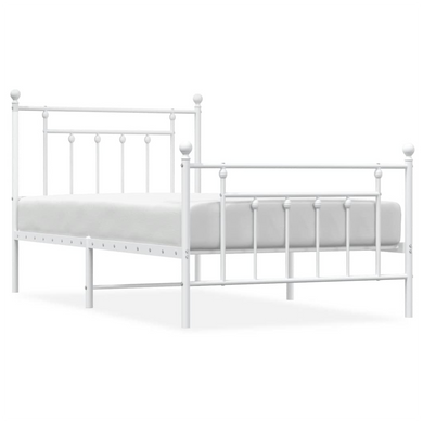 vidaXL Metal Bed Frame with Headboard and Footboard White 100x190 cm