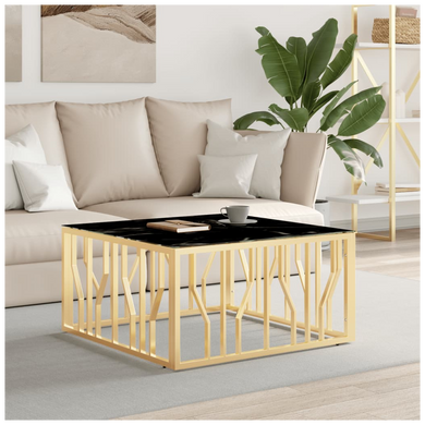 vidaXL Coffee Table Gold 80x80x40 cm Stainless Steel and Glass