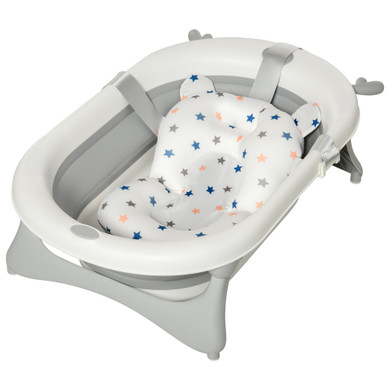 Foldable Baby Bath Tub Ergonomic with Temperature-Induced Water Plug