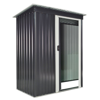 Outsunny 5 x 3ft Garden Storage Shed Sliding Door Sloped Roof Tool Black