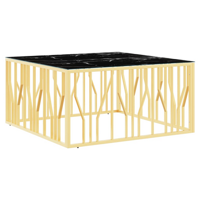vidaXL Coffee Table Gold 100x100x50 cm Stainless Steel and Glass