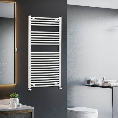 Heated Towel Rail, Bathroom Ladder Radiator 600mm x 1200mm White HOMCOM