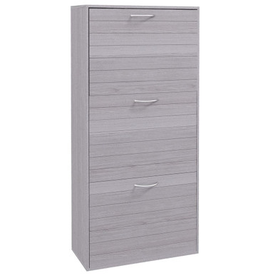 HOMCOM Slim Shoe Storage Cabinet in Grey - Compact Design, 3 Flip Drawers, Adjustable Shelves - Sturdy Particle Board, Anti-Tipping Straps - Holds 12 Pairs of Shoes, Max UK Size 8.5 - Easy Assembly - Dimensions: 57W x 23.5D x 116Hcm