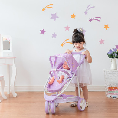 Olivia's Little World 2 in 1 Baby Doll Stroller Pram Foldable Purple