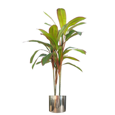 100cm Artificial Realistic Dracaena Tropical Plant with Silver Metal Plater