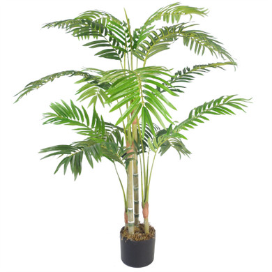 120cm (4ft) Realistic Artificial Areca Palm with pot with Gold Metal Planter