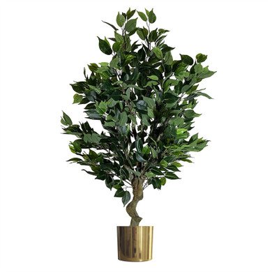 100cm Leaf Realistic Artificial Ficus Tree / Plant Bush Ficus Gold Planter