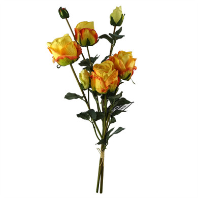 60cm Yellow Rose Artificial Flowers Glass Vase